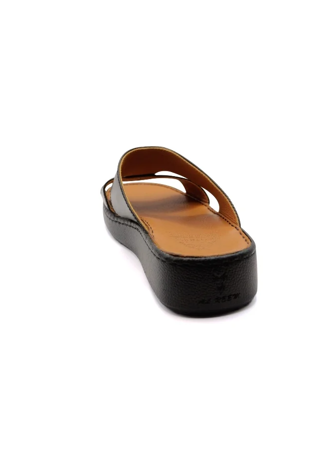 Al Reem black Al Reem Z8009 Black Leather Men's Arabic Sandals  | Best Price UAE