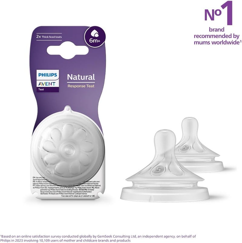 Avent Philips Baby Feeding Bottle Teat Natural Response, T5, 2 teats - Image 2