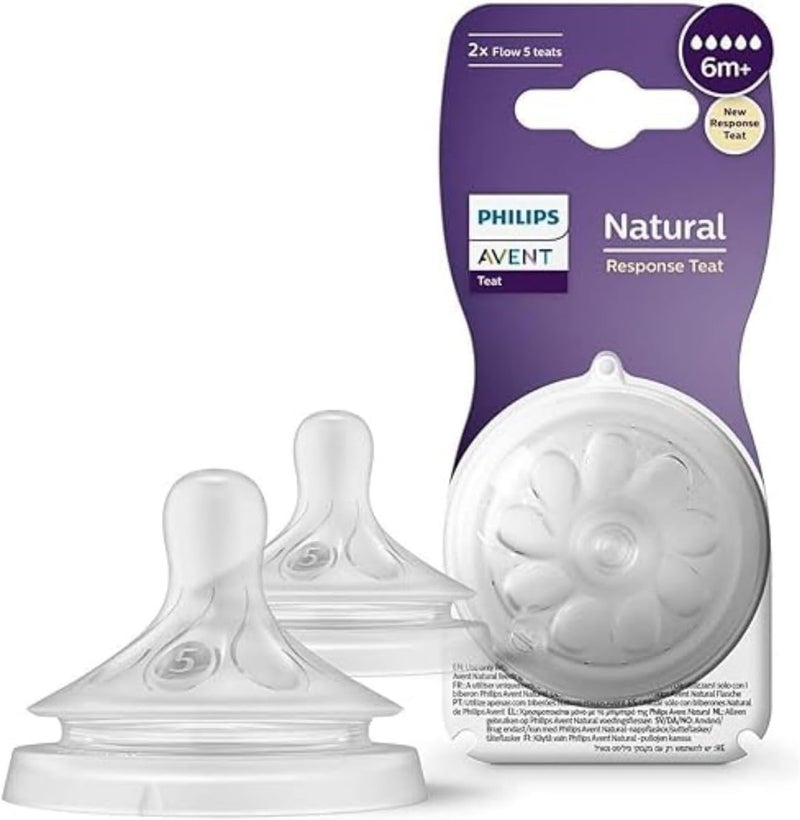Avent Philips Baby Feeding Bottle Teat Natural Response, T5, 2 teats - Image 1