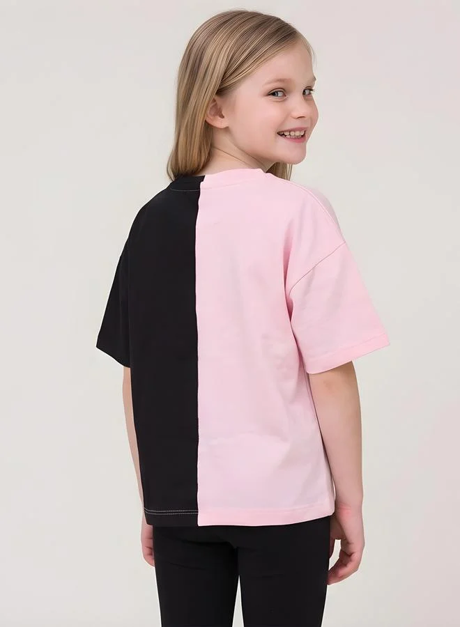 Take Two  Girls Color Block Cotton T-Shirt and Leggings Set By Juniorloom for Women | Best Price UAE