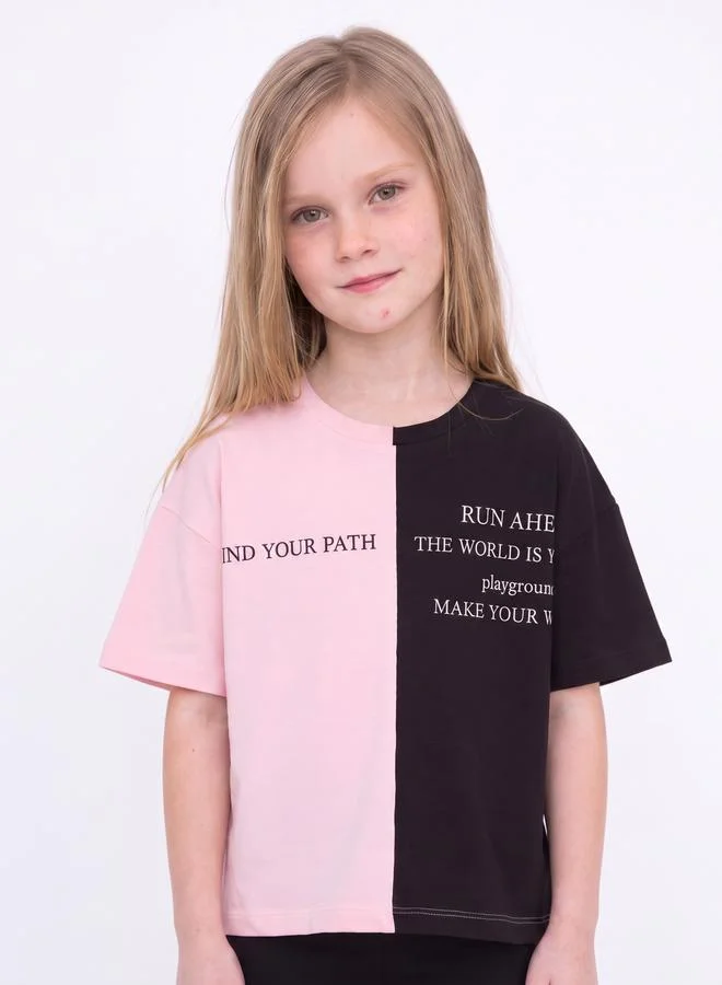 Take Two Girls Color Block Cotton T-Shirt and Leggings Set By Juniorloom