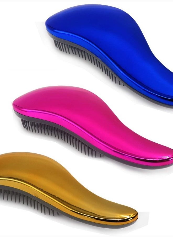 79STYLE 3pcs Detangler Hair Brush Tangle Free Hair Brushes Detangling No Pain Hair Comb For Women, Men, Kids Wet, Dry Curly Hair Accessory (Reflective 3Colors -Size 7.4 Inch)  - Image 1