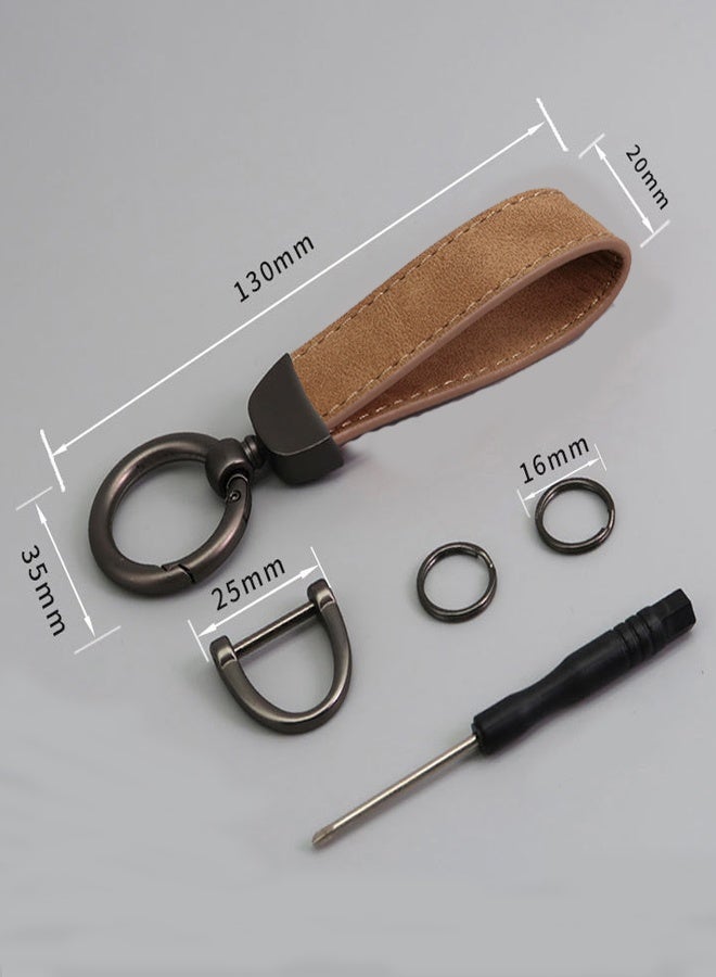 2pack Leather Keychain Accessories Key Ring 360 Degree Rotatable Snap Swivel and Anti-Lost D-Ring Metal Key Chains for Men and Women - Image 3