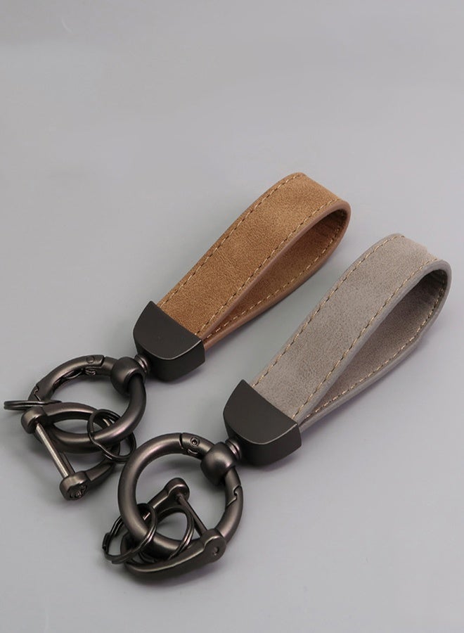 2pack Leather Keychain Accessories Key Ring 360 Degree Rotatable Snap Swivel and Anti-Lost D-Ring Metal Key Chains for Men and Women - Image 1