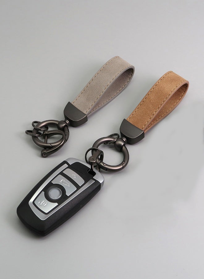 2pack Leather Keychain Accessories Key Ring 360 Degree Rotatable Snap Swivel and Anti-Lost D-Ring Metal Key Chains for Men and Women - Image 2