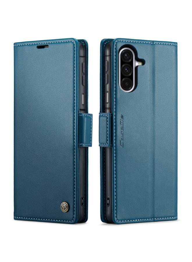 CaseMe Phone Case Luxury PU Leather Design Anti Fingerprint 023 Flip Cover Card Slot Holder Cover For  Samsung Galaxy A17 (Blue) - Image 1