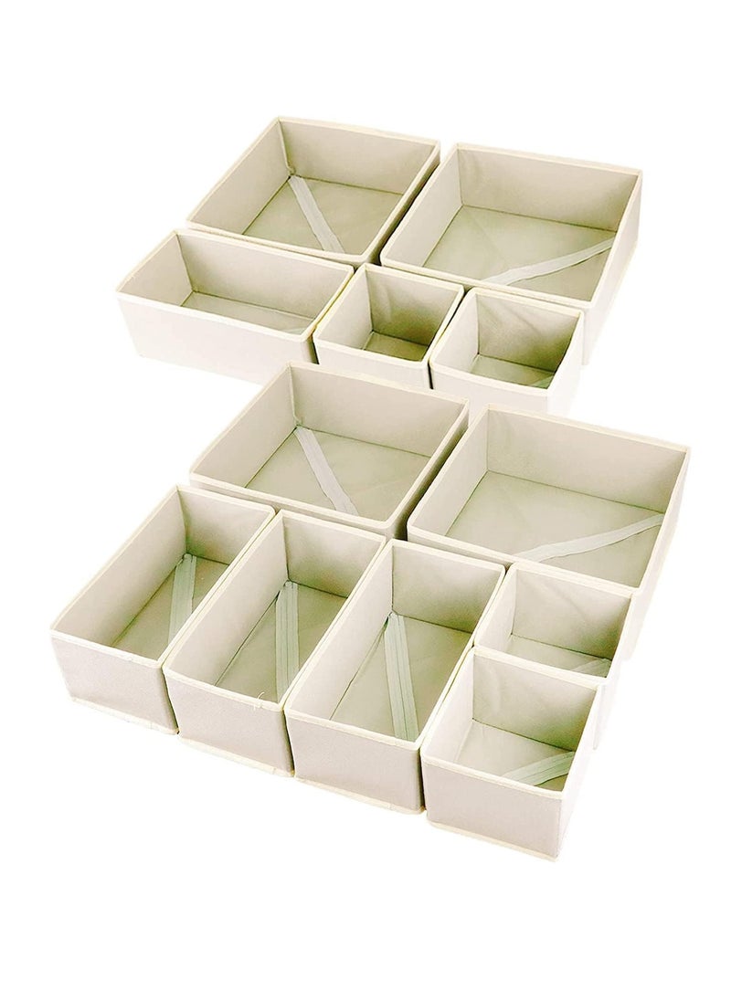DUNISO Clothing Storage Organizers, 12 Set Foldable Underwear Drawer Organizer And Closet Dividers, Storage Box For Clothes, Socks, Underwear(Beige)  - Image 2