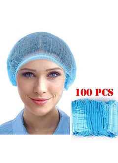 Generic 100 Pieces Disposable Caps, Elastic Hair Net Dust Cover, Kitchen Head Cover, Blue  - Image 1