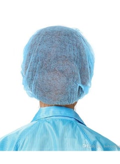 Generic 100 Pieces Disposable Caps, Elastic Hair Net Dust Cover, Kitchen Head Cover, Blue  - Image 2