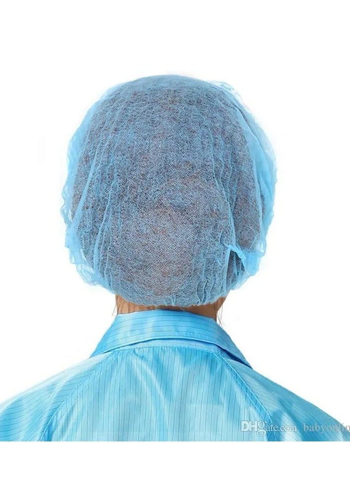 100 Pieces Disposable Caps, Elastic Hair Net Dust Cover, Kitchen Head Cover, Blue