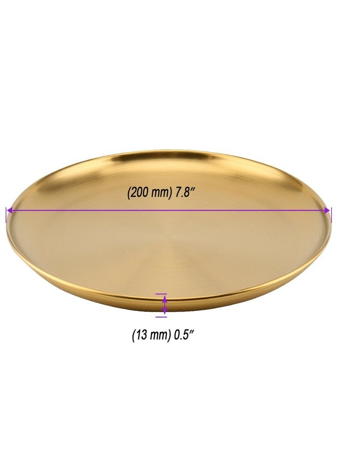 JOIKIT 6 Pack 8 Inch Gold Stainless Steel Plate, Round Metal Dinner Plates, Kitchenware Dinner Dishes Serving Tray Large Camping Plates for BBQ, Snack, Food Serving, Dishwasher Safe - Image 2