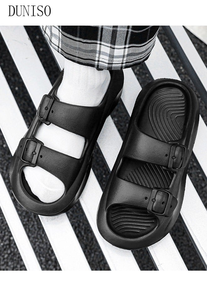 DUNISO Men's slippers Summer Sandals Lightweight Slide Sandal with Non-slip Soles Thick Sole Beach Slipper Breathable Slip-on Sandal House Flat Slipper for Indoor and Outdoor - Image 5