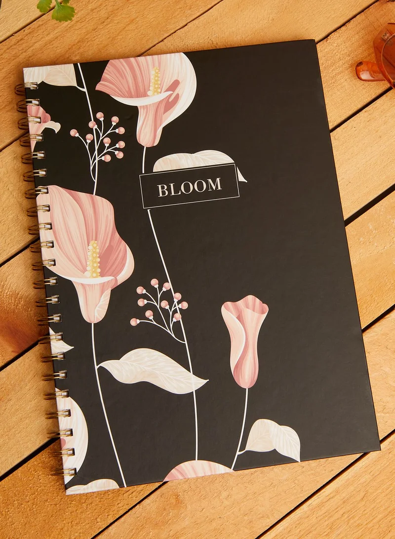 Back to school kit A4 Spiral Hardcover Notebook - Dark Floral