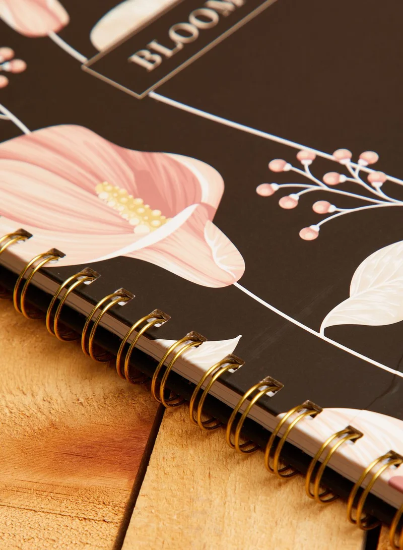 Back to school kit A4 Spiral Hardcover Notebook - Dark Floral