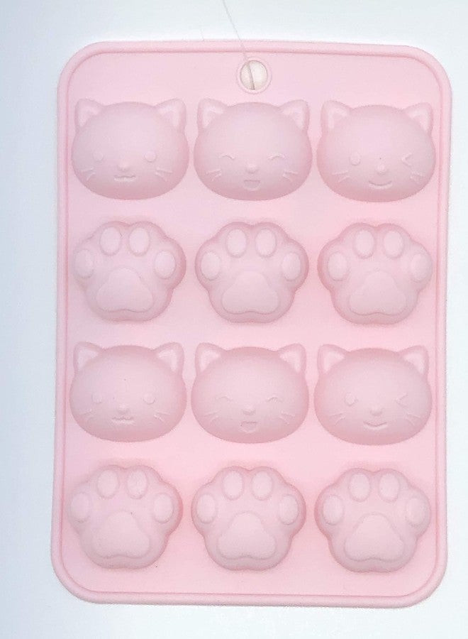 Daiso Silicone Chocolate Mold Cat and Cat's Sole (Pink) - Image 1