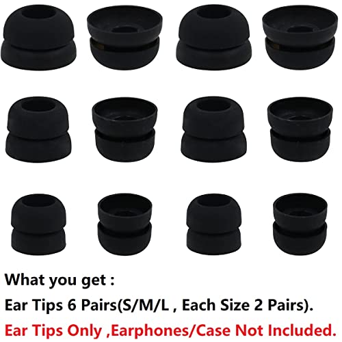 JNSA Ear Tips Compatible with Beats Studio Buds, 6 Pairs Double Flange Silicone Eartips Earbuds Earplug Ear Cap Replacement for Beats Studio Buds, S/M/L Size (Black) DF6PB - Image 5
