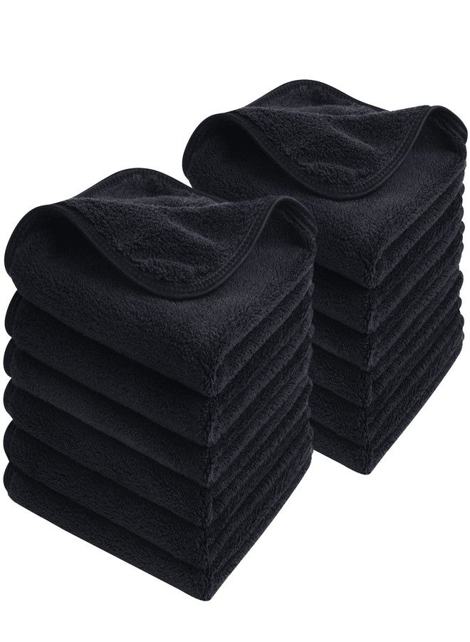 SINLAND Microfiber Face Cloths Reusable Makeup Remover Washcloths Super Soft and Absorbent Fingertip Face Towels for Sensitive Skin Women 12 x 12 Inch 12 Pack Black - Image 1