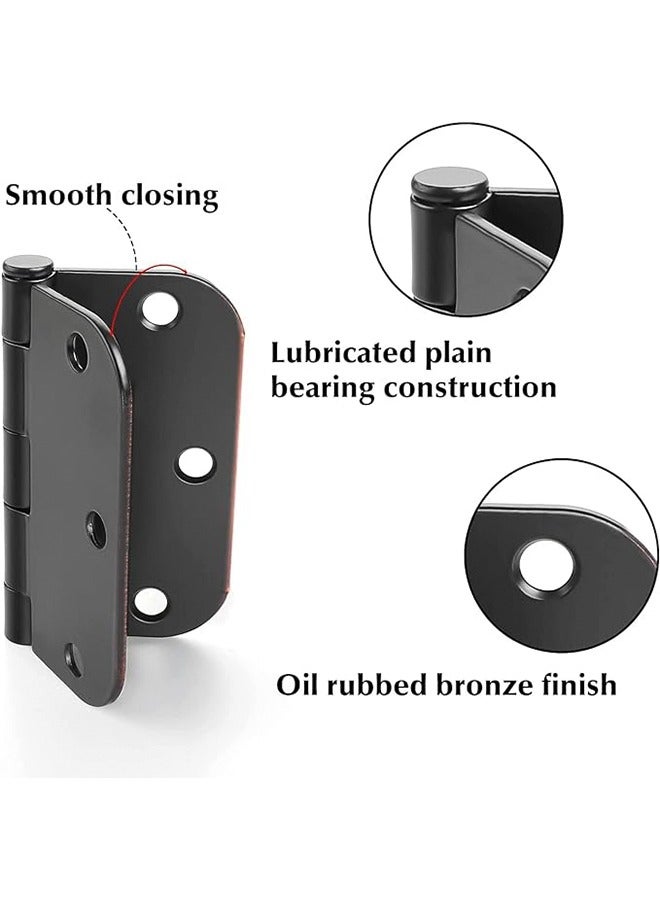 2 Pack Matte Black Door Hinges Hinges for Doors Rounded Radius Corners Flat Iron Hinge Door Hardware Controls Rounded Door Hinges Flat Iron Hinge for Front/Indoor/Outdoor Door Cabinet Wooden Box  - Image 2