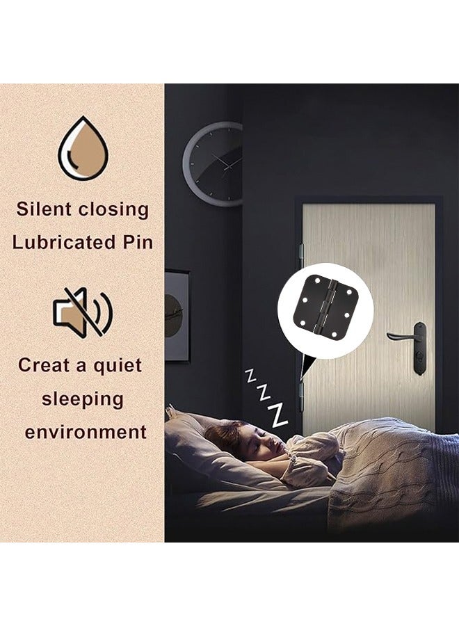 2 Pack Matte Black Door Hinges Hinges for Doors Rounded Radius Corners Flat Iron Hinge Door Hardware Controls Rounded Door Hinges Flat Iron Hinge for Front/Indoor/Outdoor Door Cabinet Wooden Box  - Image 4