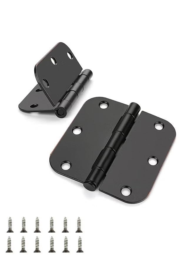 2 Pack Matte Black Door Hinges Hinges for Doors Rounded Radius Corners Flat Iron Hinge Door Hardware Controls Rounded Door Hinges Flat Iron Hinge for Front/Indoor/Outdoor Door Cabinet Wooden Box  - Image 1