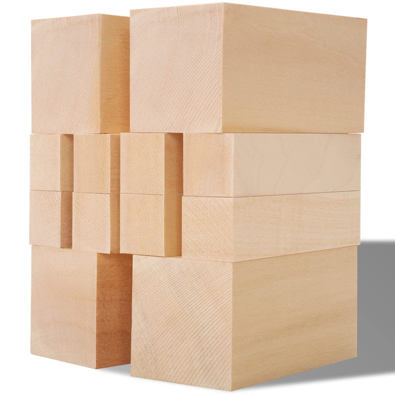 YIPLED Unfinished Basswood Carving Blocks Kit 12 Pack Rectangular Wooden Blocks for DIY Carving Crafting and Whittling for Adults Beginner and Experts 4 x 1 x 1 inch 4 x 2 x 2 inch