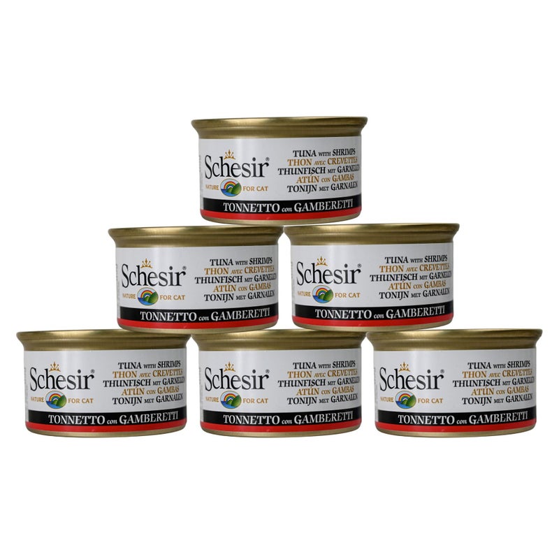 Schesir Tuna in Jelly with Shrimp - 85g Natural Wet Cat Food Real Tuna & Shrimp High Protein & Omega-Rich for Adult Cats Healthy Coat, Digestion & Immune Support (Pack of 6) - Image 1