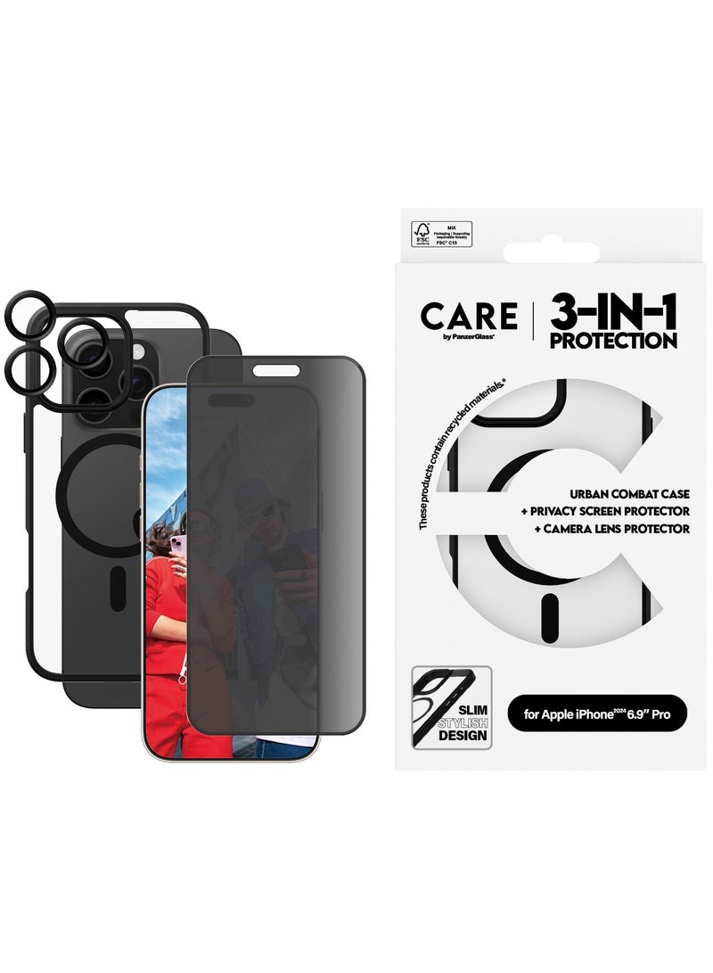 PanzerGlass CARE Protection Package Flagship 3-in-1 iPhone 16 Pro Max - Privacy - Image 2