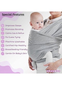 BEMBIKA Baby Essential Hands Free Baby Carrier Wrap Breathable Lightweight Baby Wrap Carrier Cloth Suitable For Newborn Infants(Light Grey)  - Image 5