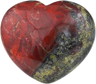 Rockcloud Healing Crystal 1.6 inches Dragon Blood Stone Heart Love Carved Palm Worry Stone Chakra Reiki Balancing - Image 1