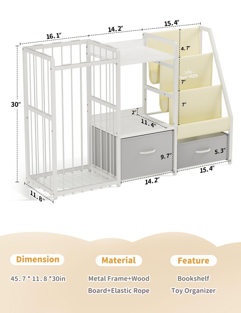 Twinkoo Kids Bookshelf and Toy Storage, Large 3 Tier Book Shelf for Kids Rooms, Sling Baby Bookcase with Stuffed Animal Storage, Toddler Montessori Bookshelf for Nursery, Playroom, Kindergarten - Image 2