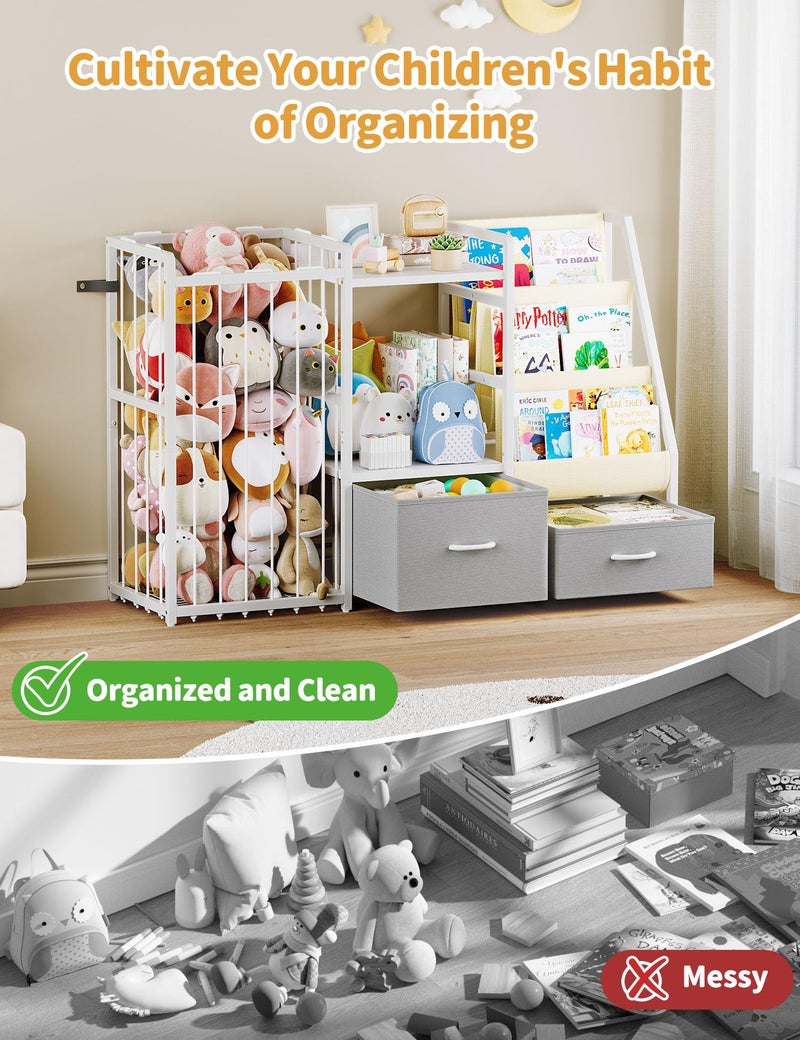 Twinkoo Kids Bookshelf and Toy Storage, Large 3 Tier Book Shelf for Kids Rooms, Sling Baby Bookcase with Stuffed Animal Storage, Toddler Montessori Bookshelf for Nursery, Playroom, Kindergarten - Image 5