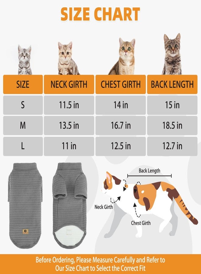 كولتيل كنزة كولتايل للقطط من سلالة سفينكس - كنزات صوفية ناعمة للقطط فقط، ملابس حيوانات أليفة مرنة بأكمام، ملابس شتوية سميكة ودافئة للقطط عديمة الشعر، بيجامات للجراء الصغيرة، رمادي متوسط - Image 2
