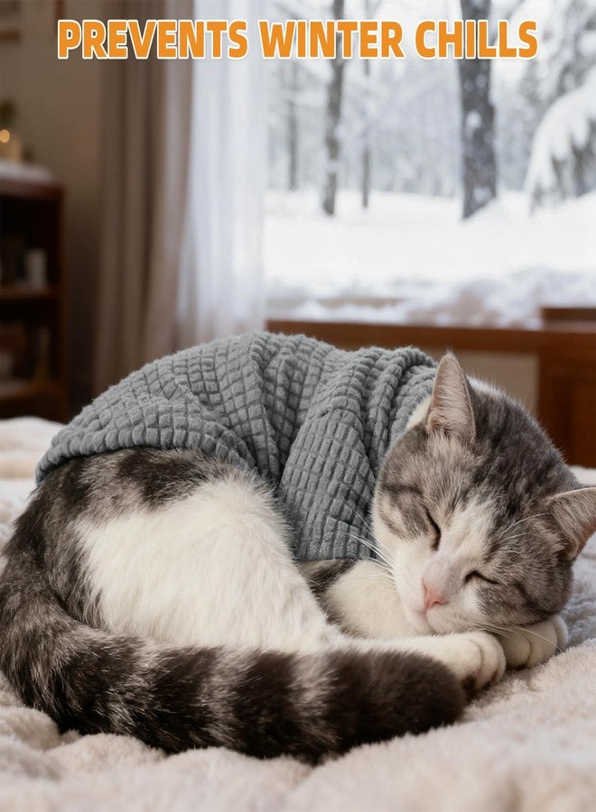 كولتيل كنزة كولتايل للقطط من سلالة سفينكس - كنزات صوفية ناعمة للقطط فقط، ملابس حيوانات أليفة مرنة بأكمام، ملابس شتوية سميكة ودافئة للقطط عديمة الشعر، بيجامات للجراء الصغيرة، رمادي متوسط - Image 5