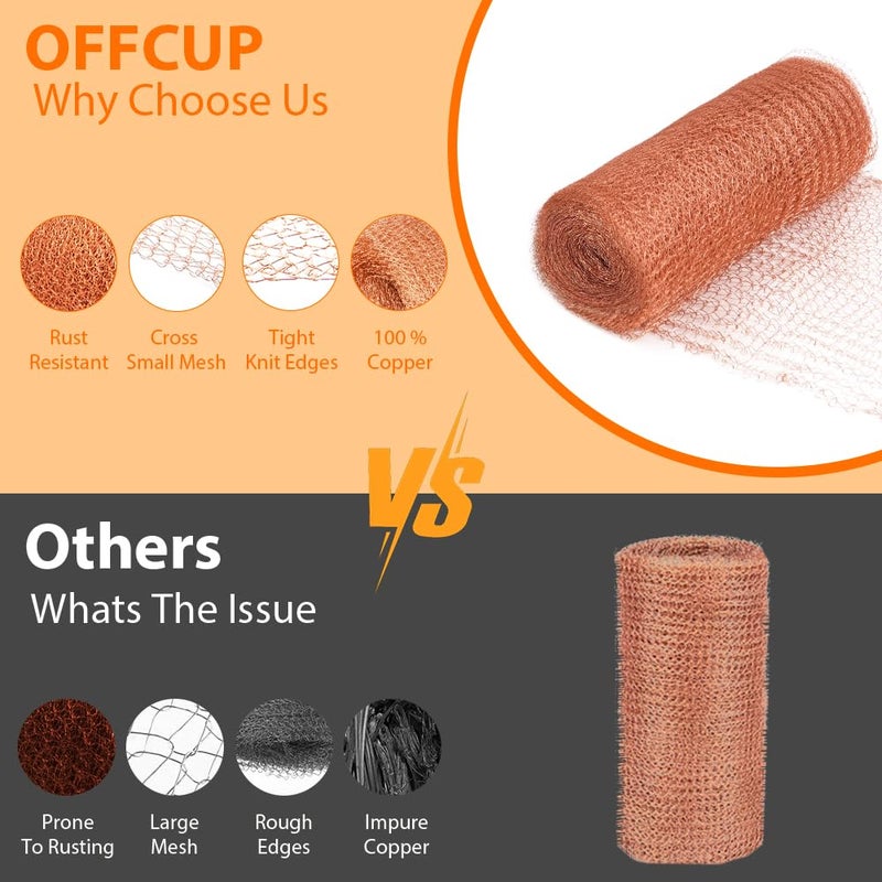 OFFCUP 2 x Copper Anti-Rodent Wire Mesh, 3 m x 12.7 cm 100% Copper Mesh for Snail Bird Slug and Insect Protection for Garden Protection - Image 4