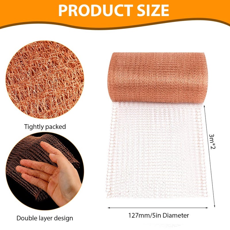 OFFCUP 2 x Copper Anti-Rodent Wire Mesh, 3 m x 12.7 cm 100% Copper Mesh for Snail Bird Slug and Insect Protection for Garden Protection - Image 2