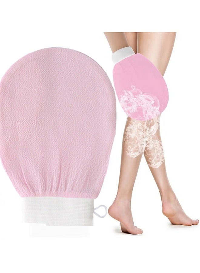 Happy D Exfoliating Glove Body Scrubber Exfoliator 2 pair Korean Washcloth Skincare Remover Deep Scrub Loofah Cleansing Mitts Exfoliate Cloth Exfoliation Scrubbing Bath Shower Soap Sponge Hand Towel(Pink) - Image 3
