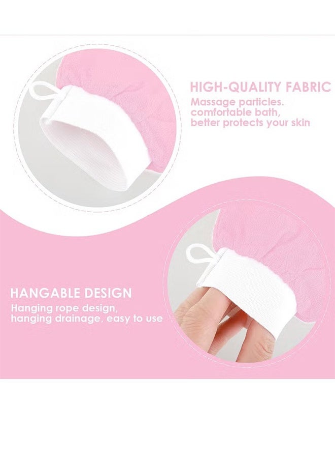 Happy D Exfoliating Glove Body Scrubber Exfoliator 2 pair Korean Washcloth Skincare Remover Deep Scrub Loofah Cleansing Mitts Exfoliate Cloth Exfoliation Scrubbing Bath Shower Soap Sponge Hand Towel(Pink) - Image 5