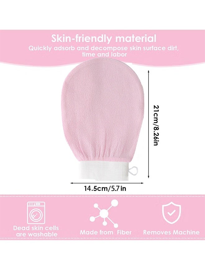 Happy D Exfoliating Glove Body Scrubber Exfoliator 2 pair Korean Washcloth Skincare Remover Deep Scrub Loofah Cleansing Mitts Exfoliate Cloth Exfoliation Scrubbing Bath Shower Soap Sponge Hand Towel(Pink) - Image 2