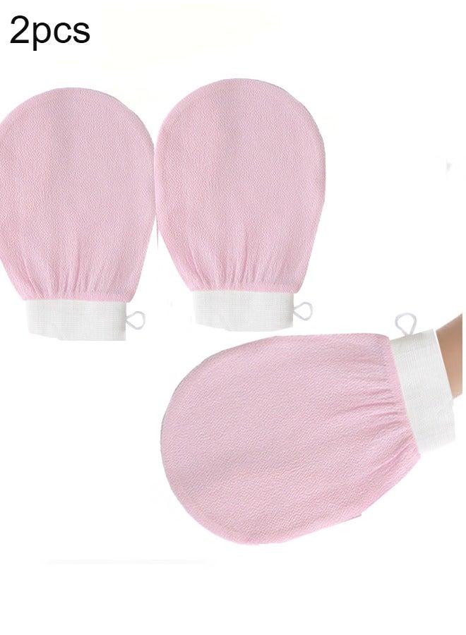 Happy D Exfoliating Glove Body Scrubber Exfoliator 2 pair Korean Washcloth Skincare Remover Deep Scrub Loofah Cleansing Mitts Exfoliate Cloth Exfoliation Scrubbing Bath Shower Soap Sponge Hand Towel(Pink) - Image 1