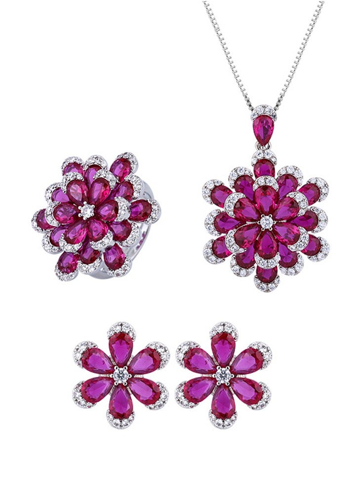 Al Aoyama Gold-plated copper base, red sapphire eternal flower set  - Image 1