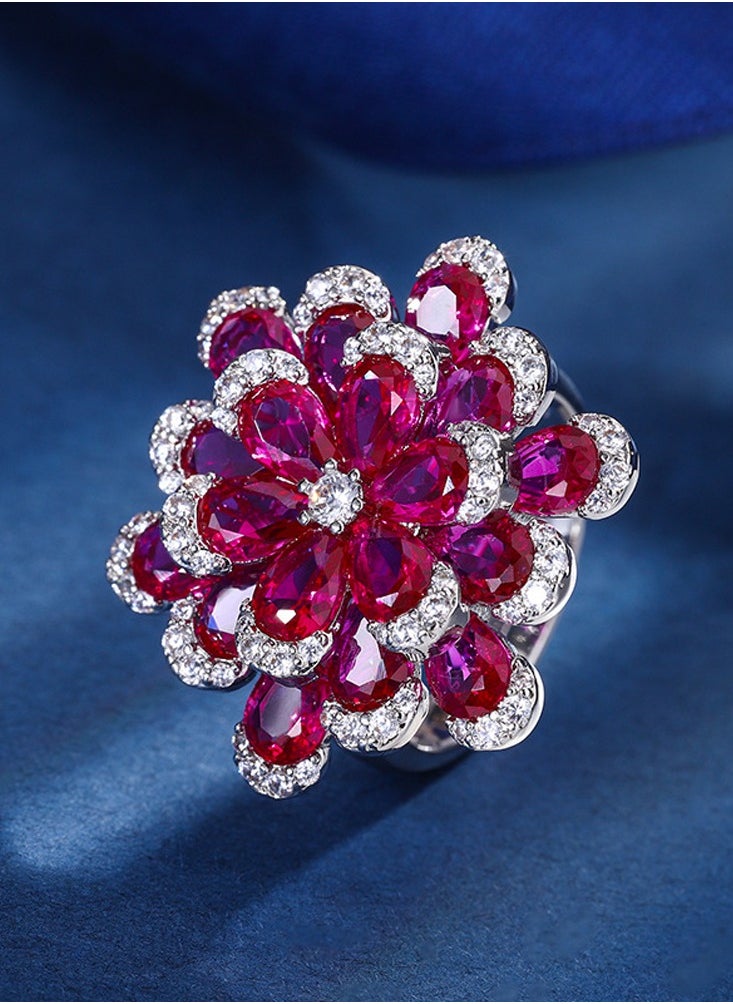 Al Aoyama Gold-plated copper base, red sapphire eternal flower set  - Image 3