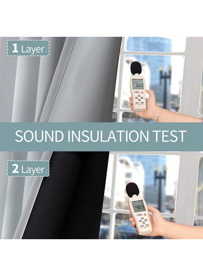 BFAM Store Thermal Insulated 100% Blackout Curtains for Bedroom with Black Liner, Double Layer Full Room Darkening Noise Reducing Rod Pocket Black Out Curtain 2 PC (Light Grey, 10 FT (120INCH)) - Image 4