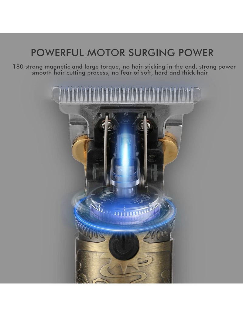 مقص شعر محدث لحلاقة اللحية للرجال، مقصات كهربائية احترافية تعمل بالUSB لقص الشعر، مقصات ذهبية بشفرة T، مقصات برو Li بدون سلك، محدد حواف بدون فراغات، قابلة لإعادة الشحن، مقص تقليدي مع شاشة LED - Image 4