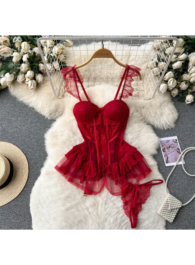 Caprisious Lace Lingerie Set – Elegant Corset with Matching Bottoms