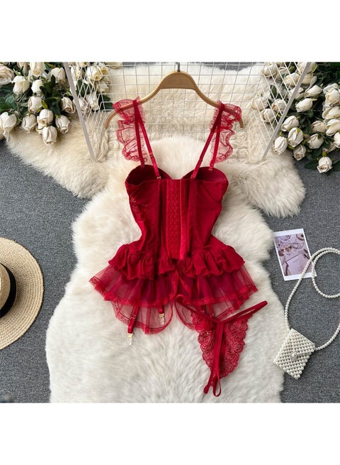 طقم لانجري دانتيل – كورسيه أنيق مع سروال متناسق