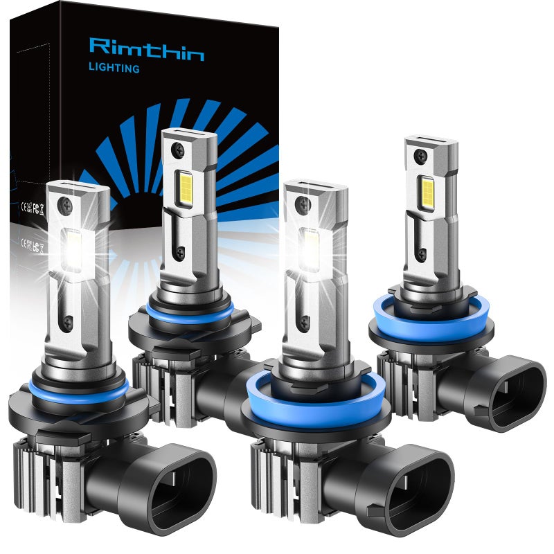 rimthin 9005/HB3 H11/H8/H9/H16 LED Bulbs Combo, 120W 32000 LM Super Bright 6000K Cool White Led Fog Lights, IP67 Waterproof, Pack of 4, 9005+H11 - Image 1