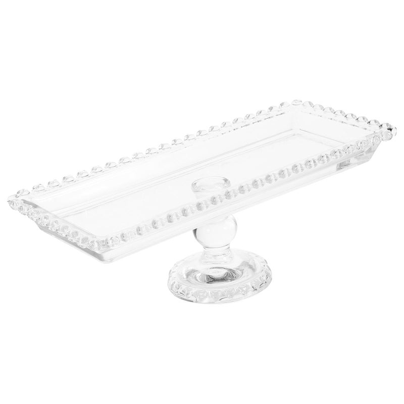 Cabilock Glass Cake Stand Footed Crystal Rectangle Serving Tray Clear Glass Serving Platter for Snack Cupcakes Dessert Fruit Party Table Centerpiece 117 Inch