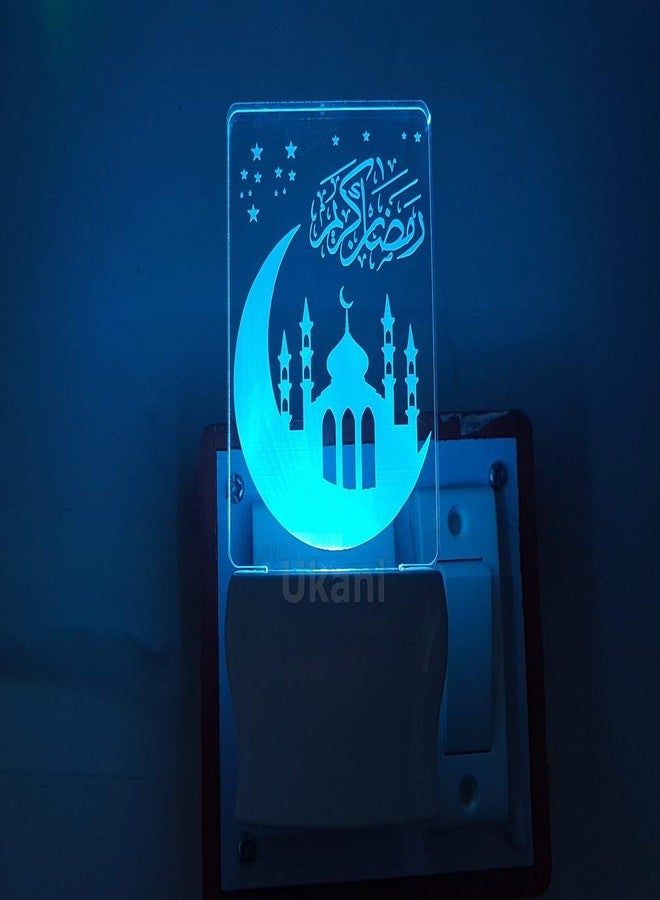 UKANI Glass 3D Ilusion Ramadan Mubarak Design Night Lamp With 7 Colour Chnaging Light For Birthday Gift(Size 3 In) - Image 3