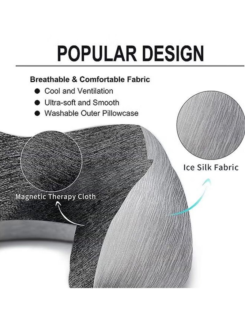 Rock Pow Travel Pillow 100% Memory Foam Pillow, Neck Pillow for Airplane, Neck & Head Support Pillow for Sleeping Rest & Car, Travel Pillows Kit with Storage Bag, Sleep Mask and Earplugs  - Image 3