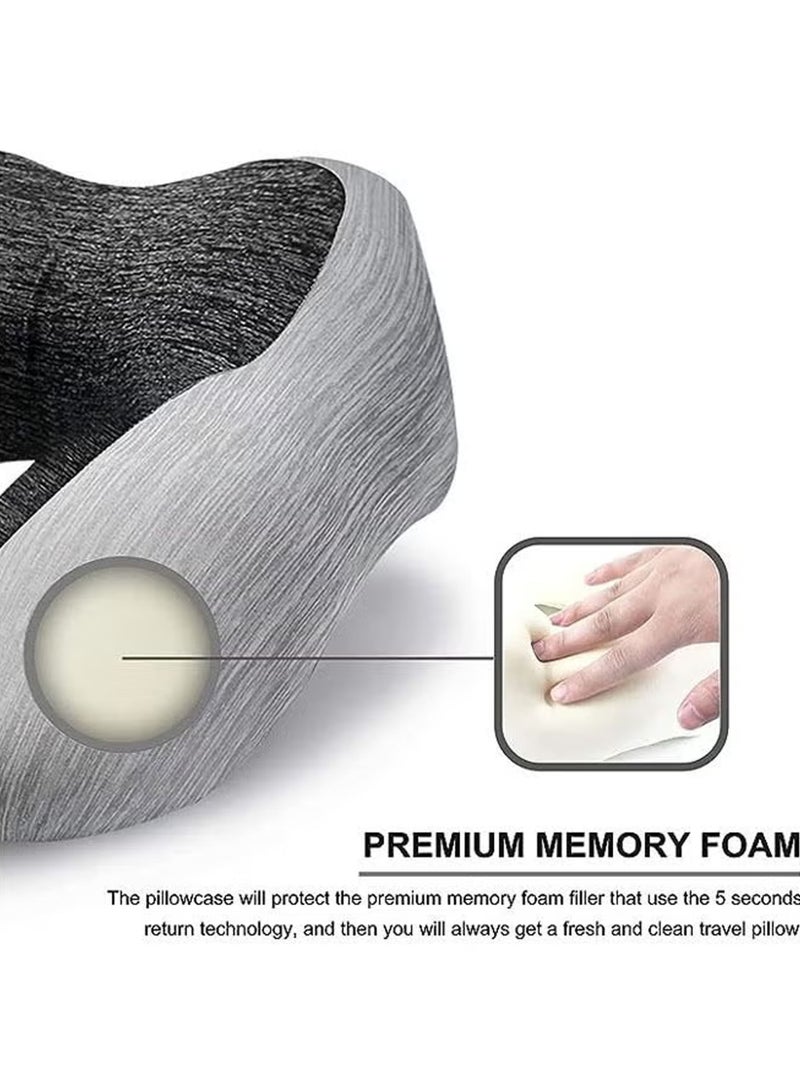 Rock Pow Travel Pillow 100% Memory Foam Pillow, Neck Pillow for Airplane, Neck & Head Support Pillow for Sleeping Rest & Car, Travel Pillows Kit with Storage Bag, Sleep Mask and Earplugs  - Image 4